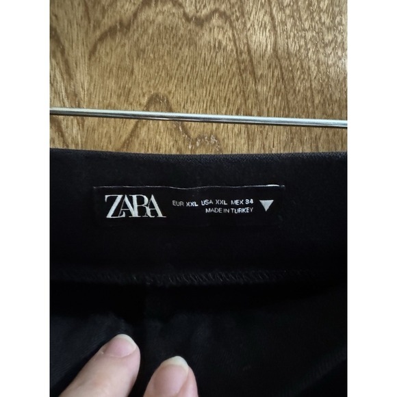 Zara Woman Straight Dress Pants Black Stretch Zipper Pockets Zip Ankle Size XXL - Picture 6 of 8
